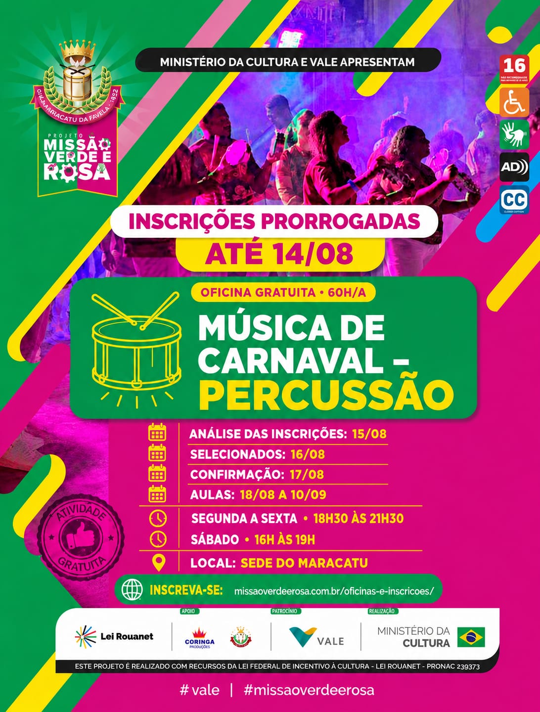 Cronograma — Música de Carnaval – Percussão